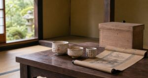 多治見市での骨董品出張買取事例 美濃焼茶碗・掛軸・桐箱