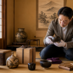 可児市での骨董品・茶道具の出張買取査定の様子